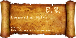 Bergenthal Niké névjegykártya
